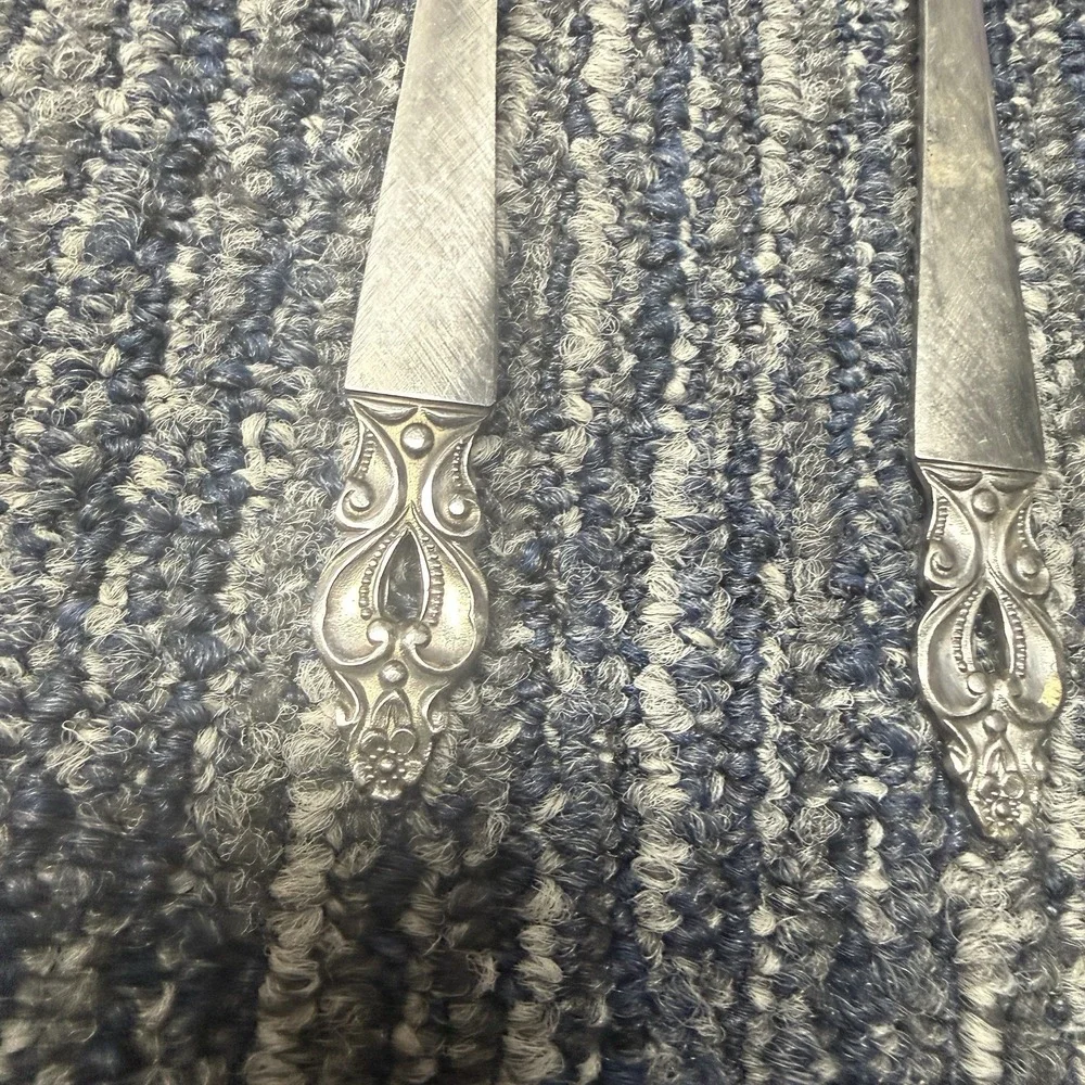 Vtg National Stainless Pierced Olaf Flatware 24 Pc Set Spoons Forks Knives *read